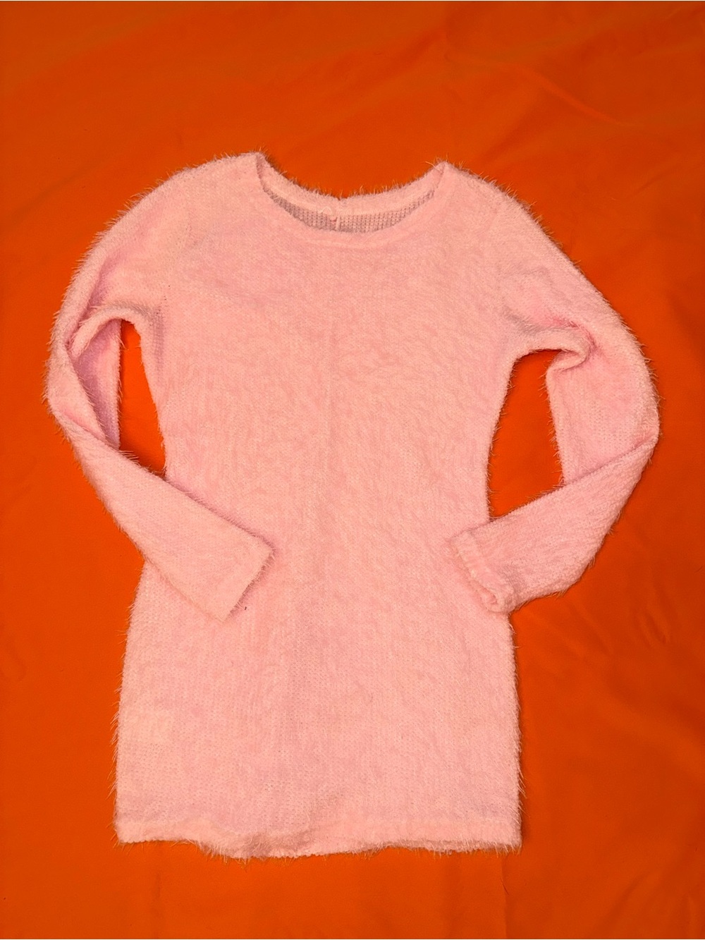 Cozy Pink Fuzzy Crew Neck Sweater